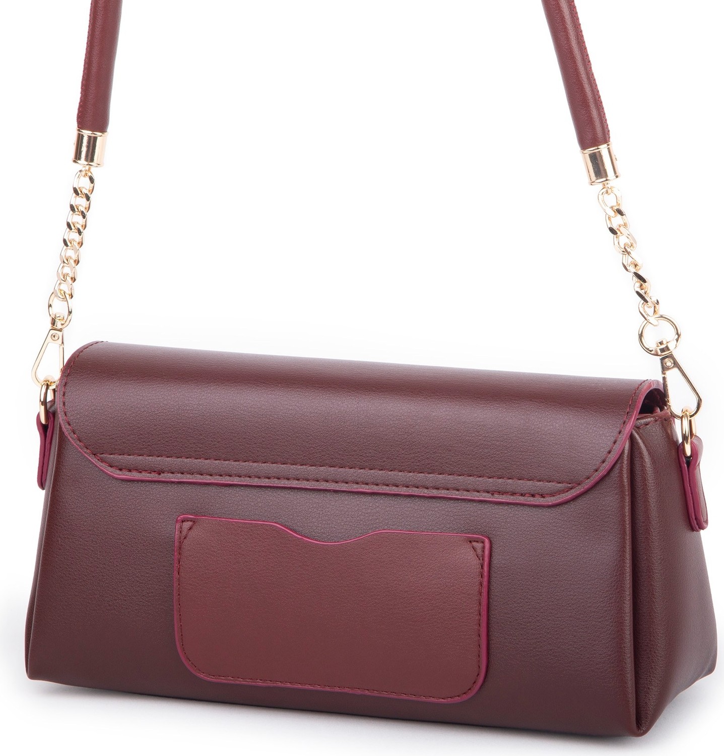 Nas Bag Kadın Sade Şık Omuz ve Çapraz Çanta (En 24 cm ;boy 12 cm ) Bordo görsel 3