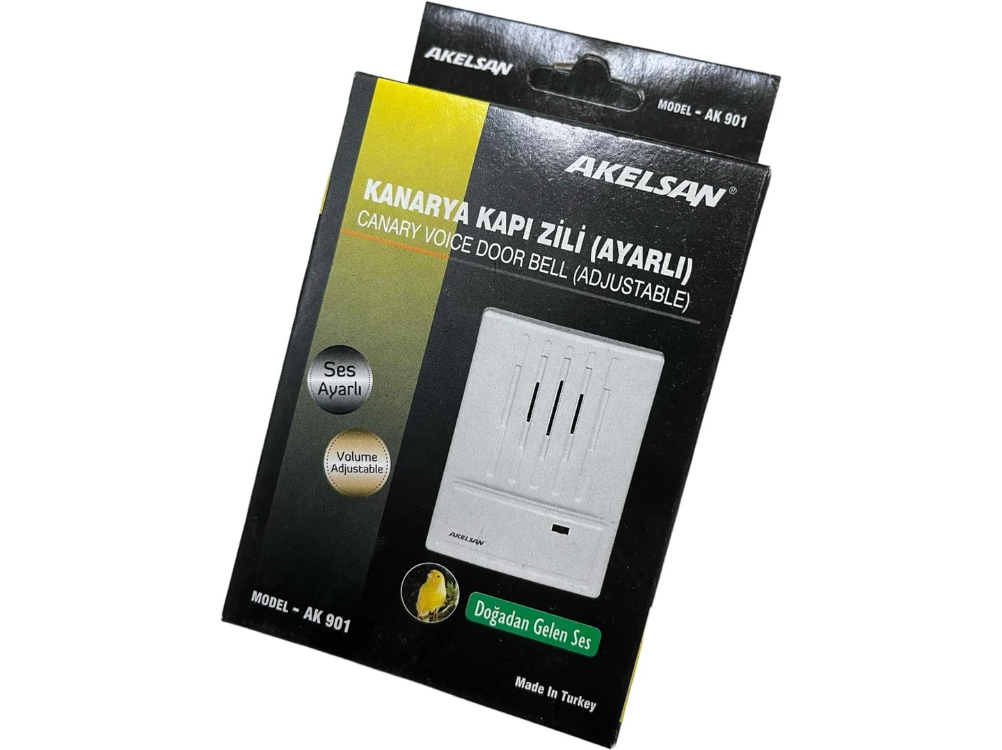 Resim AK-901 Kanarya Kapı Zili - Tek Sesli, Ac 12-15V, 12V Zil Trafosu ile Uyumlu, Kompakt ve Dayanıklı Tasarım, Ev ve Ofis Için 