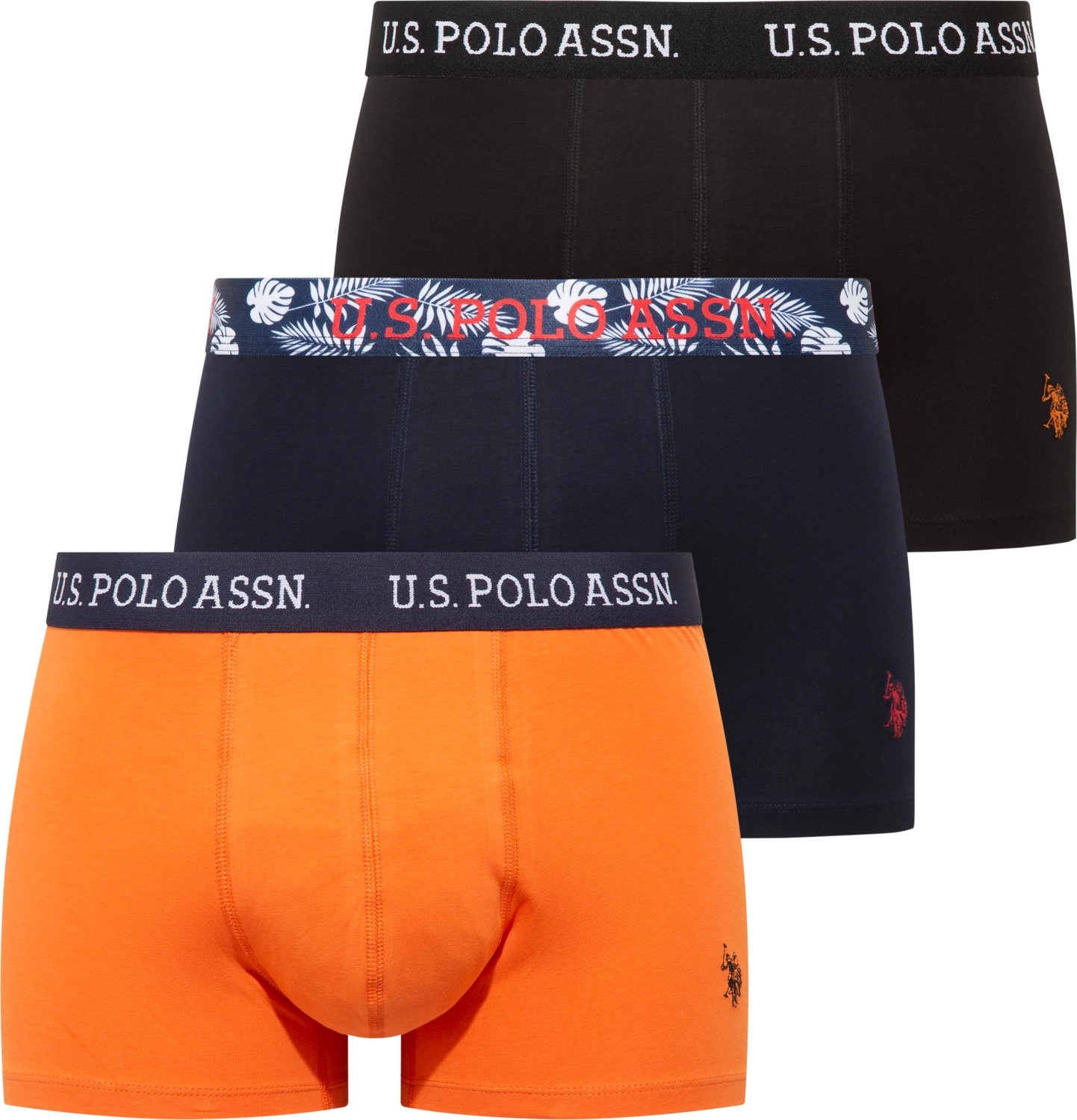 U.S. Polo Assn. 80651 Lacivert - Siyah - Turuncu 3 Lü Boxer