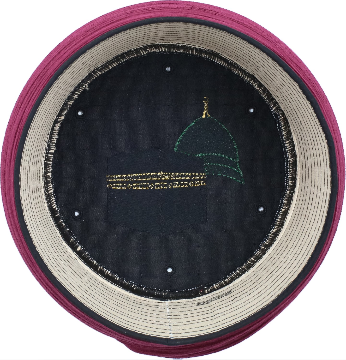 Sarıkhane Hac Umre Sarığı, Bordo Kumaş, Siyah Takke, Düz Sarım, Mekke-Medine, 5 Metre görsel 4