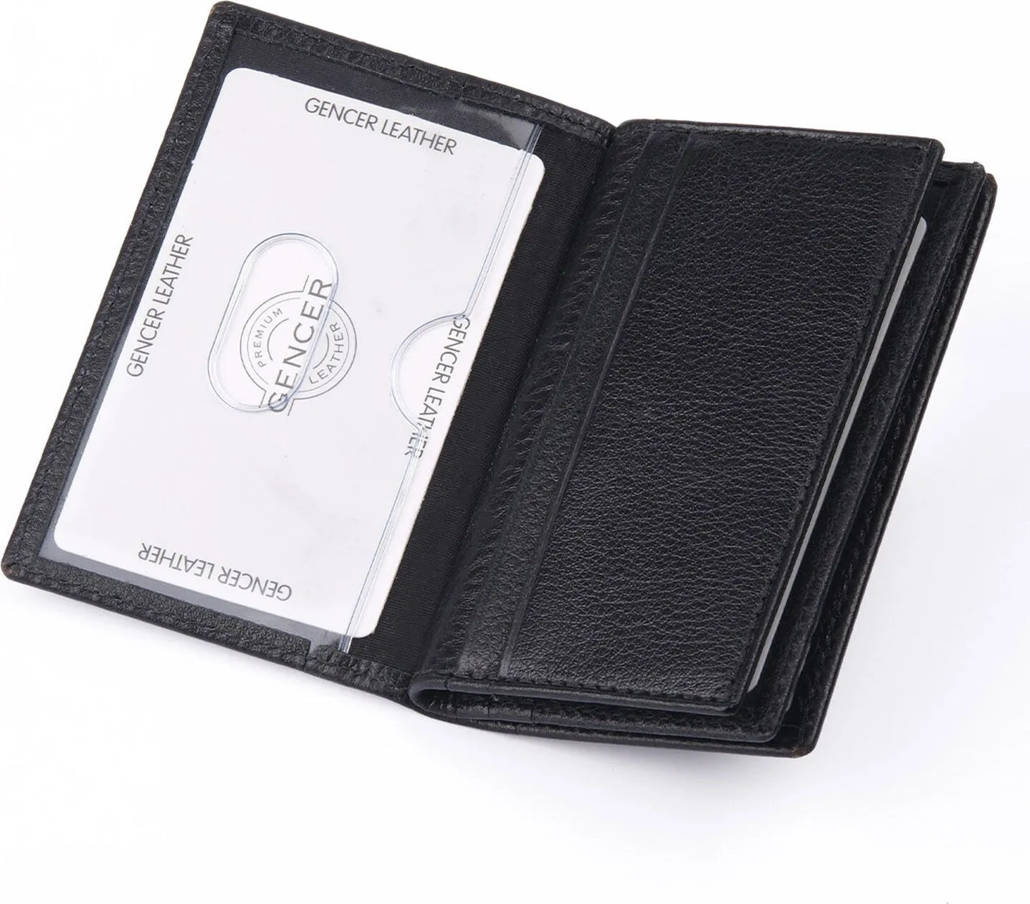 Gencer Leather Hakiki Deri Dikey Kartlık Siyah görsel 5