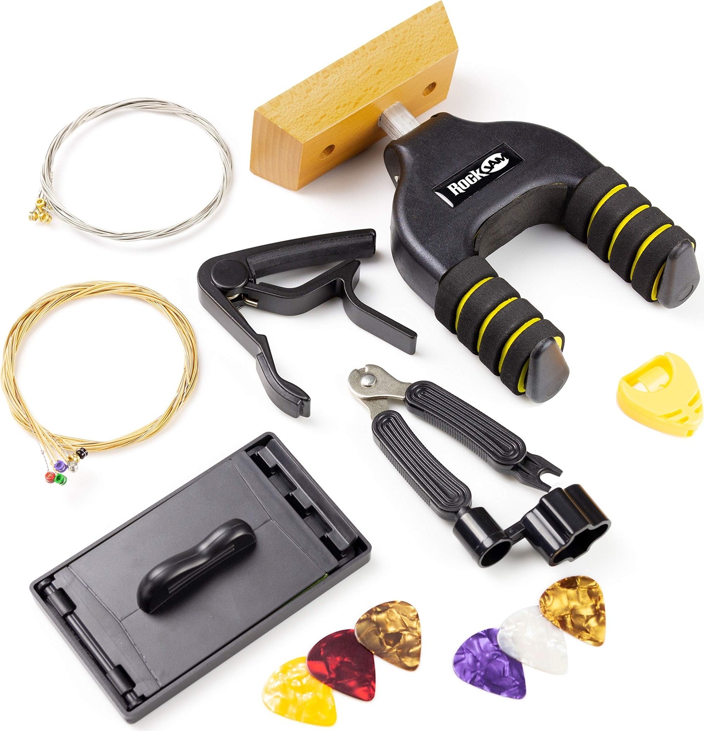 Aesco Rockjam Evrensel Gitar Aksesuarları, Süper Kit Gitar Duvar Montajı, Elektrikli Gitar Telleri, Akustik Gitar Telleri, Gitar Tuner Çoklu Alet, Gitar Capo, Gitar Plektrumları ve Gitar Penası Tutucu