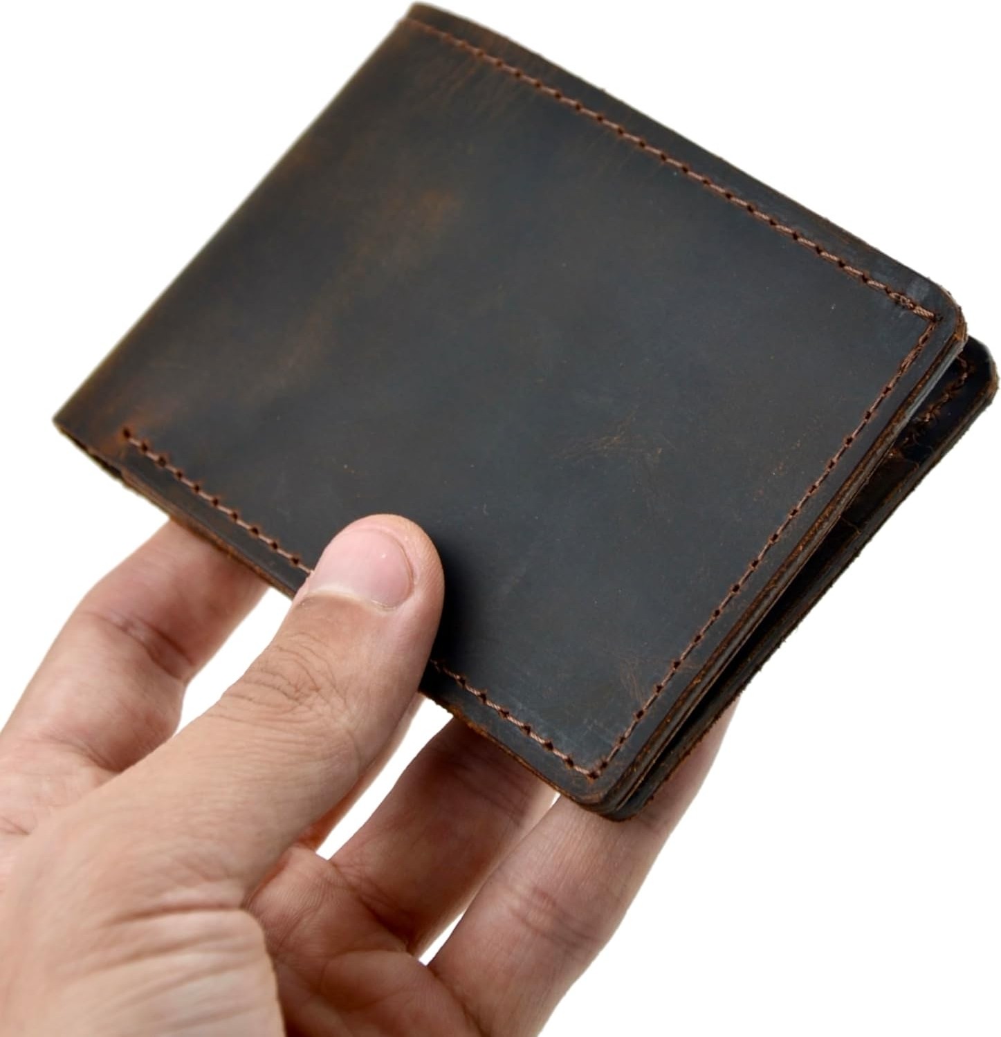 Happy Trend Gerçek Deri 7 Bölmeli Cüzdan, Hakiki Deri Klasik Unisex Cüzdan, Erkek Cüzdan, Kadın Cüzdan, Minimal Yatay Cüzdan, Şık Para ve Kartlık, Hediyelik Ürün (Taba)
