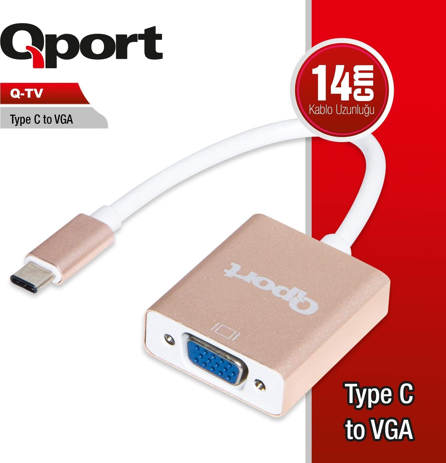 Aesco Qport Q-Tv Type C Den VGA Ya Dönüştürücü