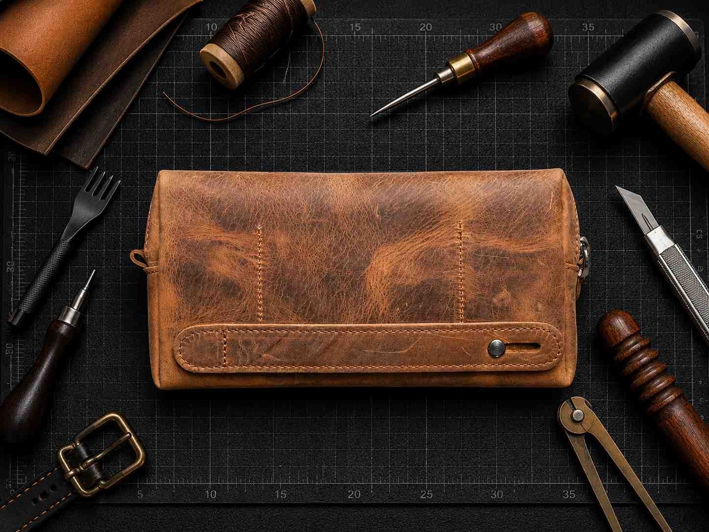 Vintage Leather Craft Hakiki Deri Erkek El Çantası görsel 4