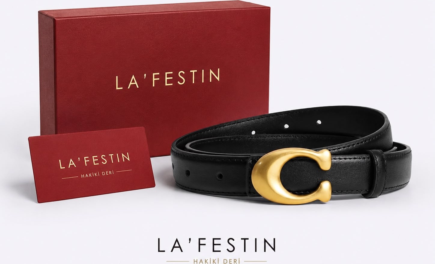 Lafestin Hakiki Deri Gold Toka Kadın Kemeri Pantolon Kemeri, Gömlek Kemeri görsel 2