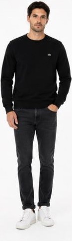 Lacoste Bisiklet Yaka Siyah Regular Fit Erkek Sweatshırt