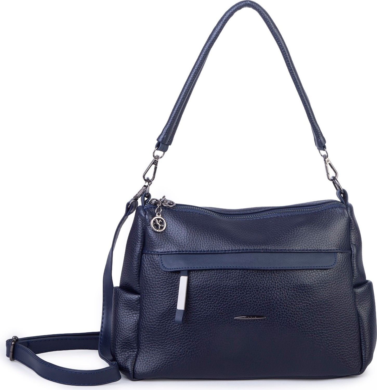 Nas Bag Çok Gözlü Yumuşak ve Hafif Yapılı Çift Askılı Omuz ve Çapraz Çanta ( 30X24 cm ) Lacivert Lopez görsel 3