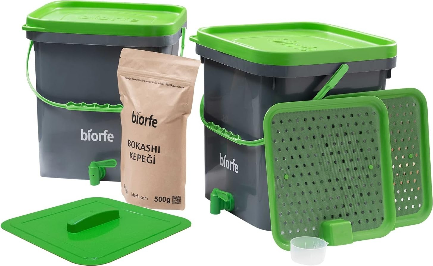 Özkaya Store Bokashi Kompost Kovası Kepekli 18 Litre Ikili Set - 18SGB