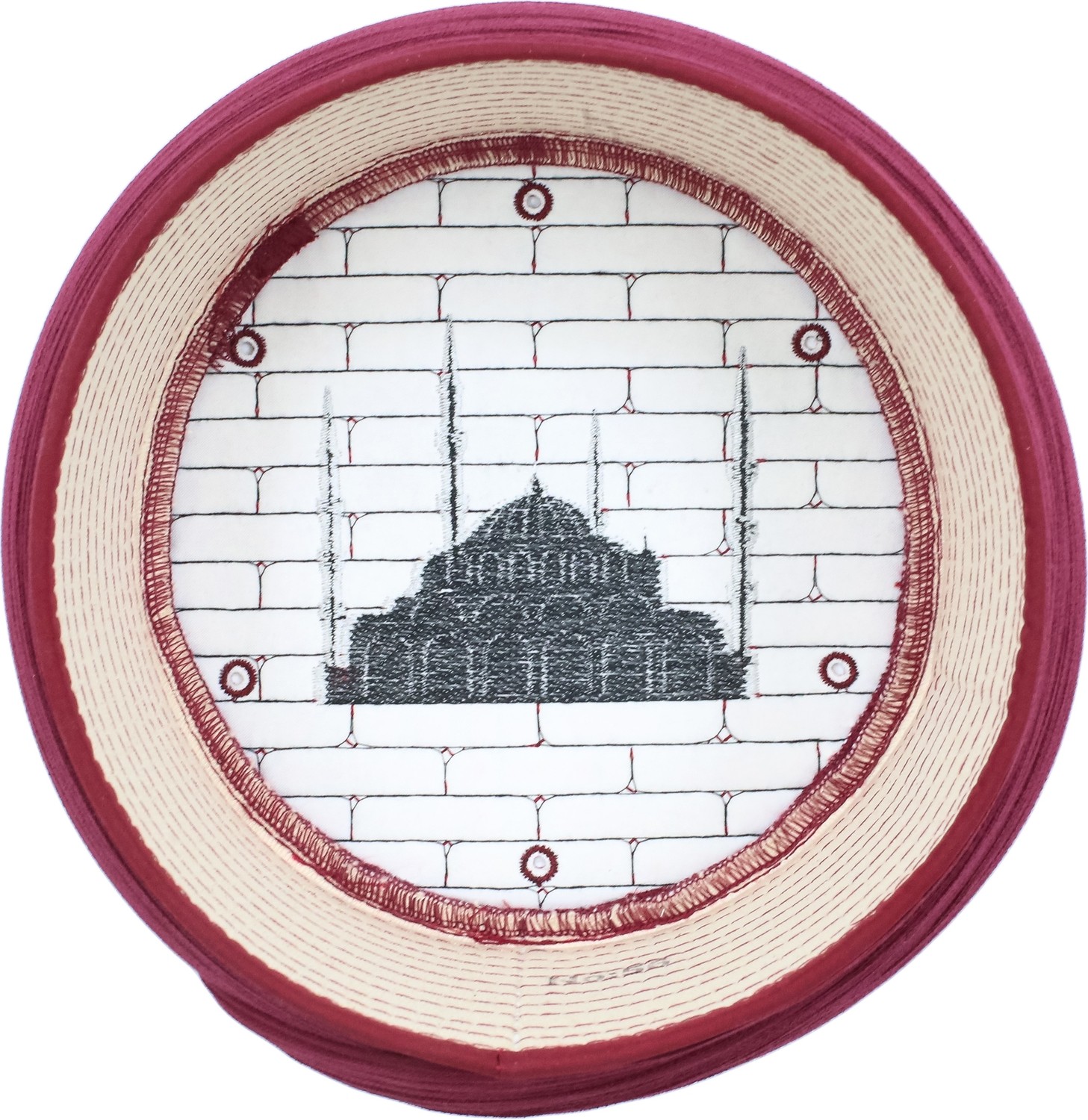 Sarıkhane Cami Sarığı, Bordo Kumaş, Bordo Takke, Yuvarlak Sarım, Cami Nakışlı, 7 Metre görsel 5