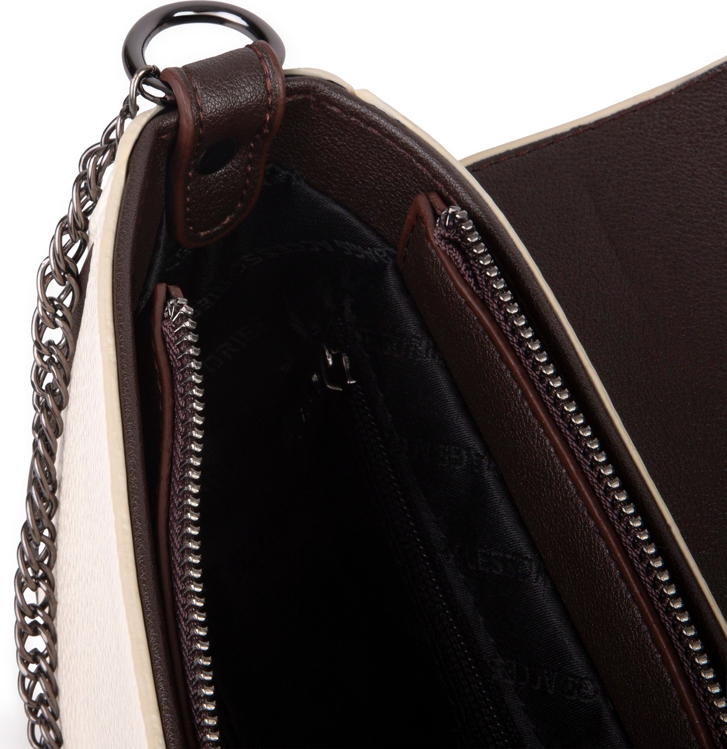 Nas Bag Mini Kapaklı Çapraz Çanta (En 20 cm , Boy 12 Cm) Krem Kahve Lopez görsel 3