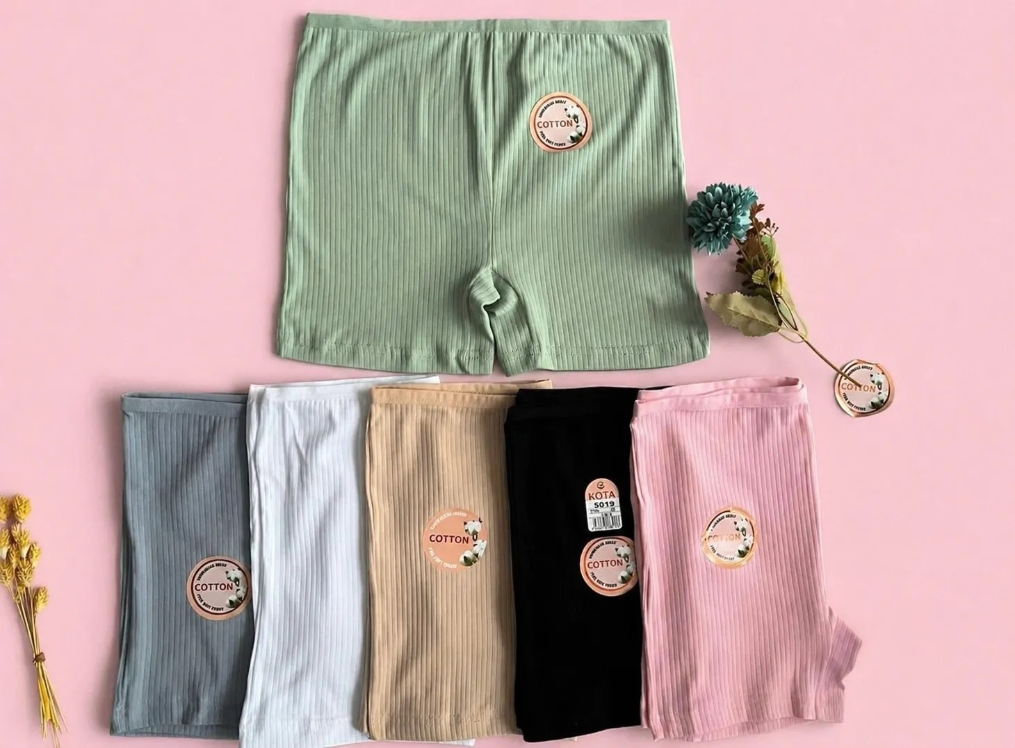 Veloure Kadın Şort Bermuda 6'lı Pamuklu Likralı Şort-Külot Pembe/yeşil/mavi-Gri/siyah/ten/beyaz Boxer görsel 2