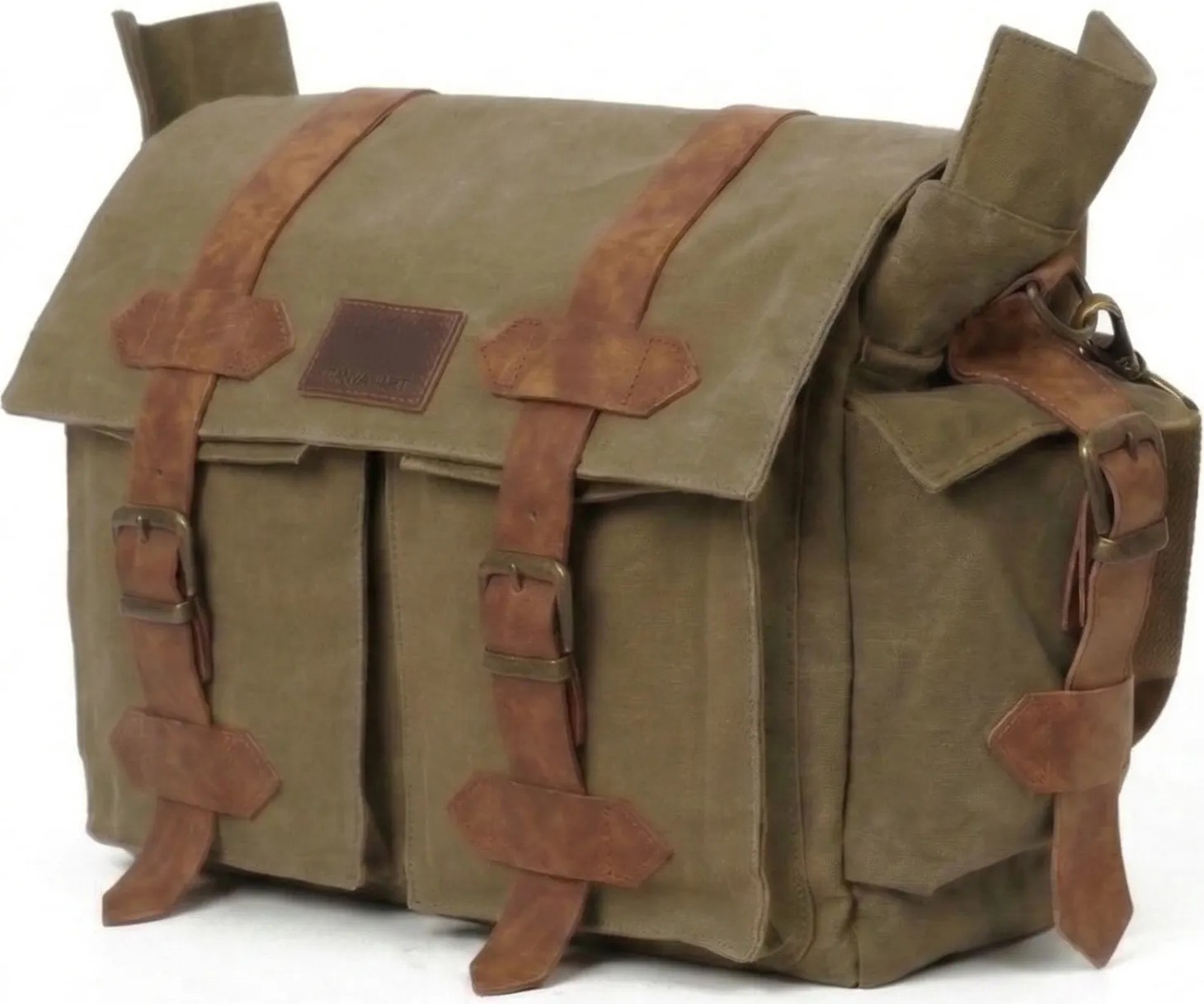 Old Cotton Cargo 7156 Kanvas Vintage Postacı Omuz Günlük Retro Boho Satchel Pamuk Kumaşlı Çanta görsel 4