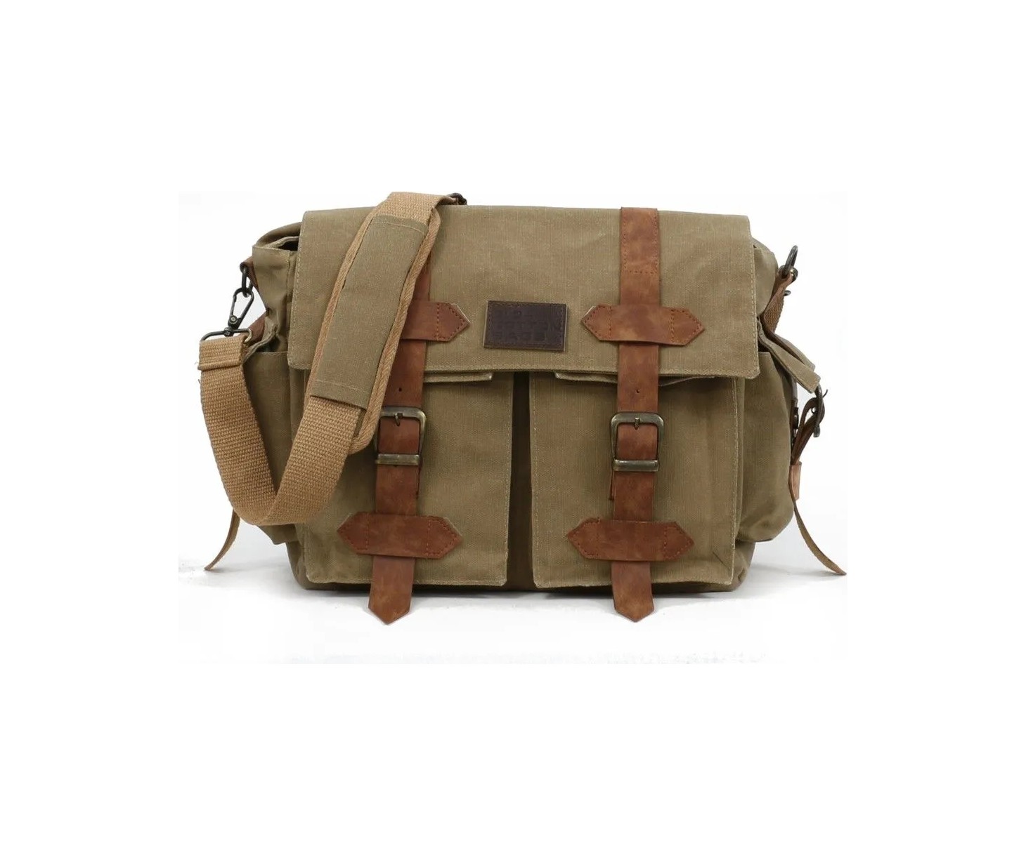 Old Cotton Cargo 7156 Kanvas Vintage Postacı Omuz Günlük Retro Boho Satchel Pamuk Kumaşlı Çanta görsel 7