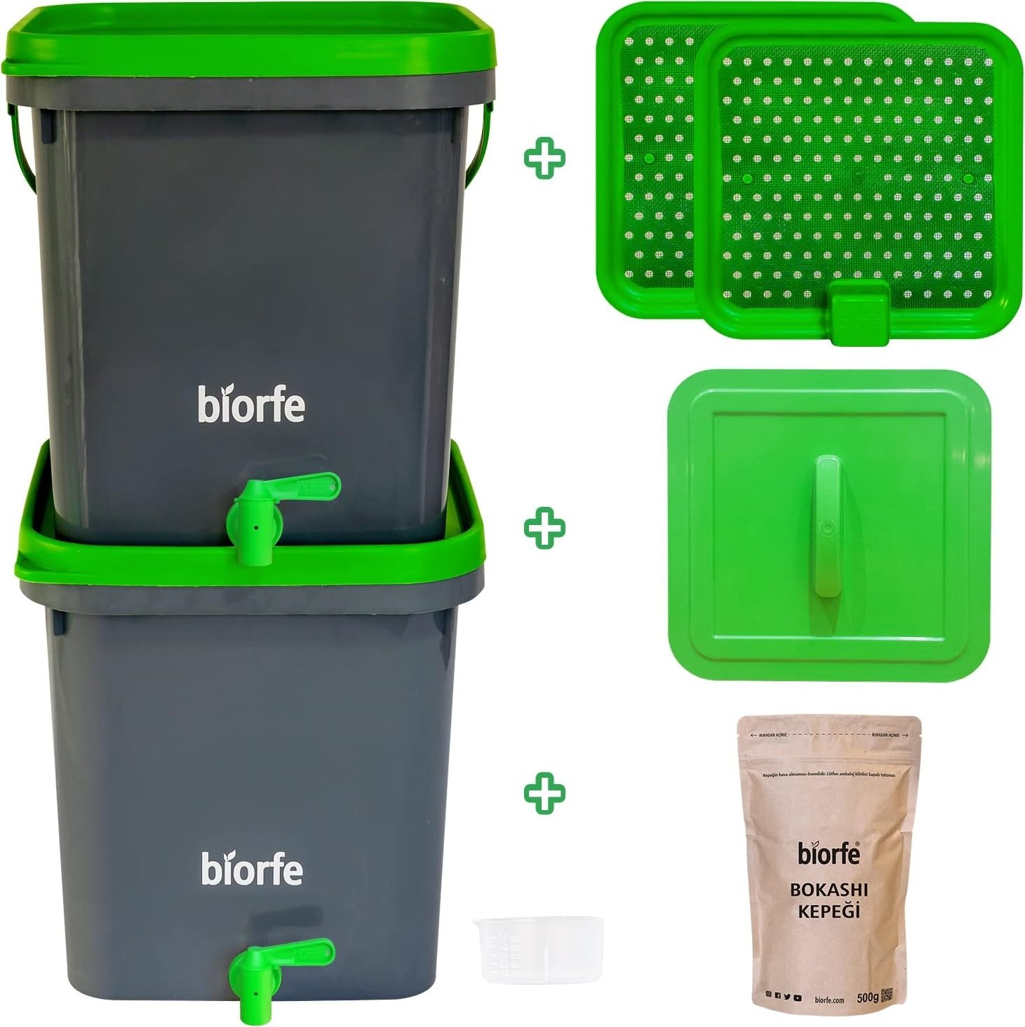 Özkaya Store Bokashi Kompost Kovası Kepekli 18 Litre Ikili Set - 18SGB görsel 3
