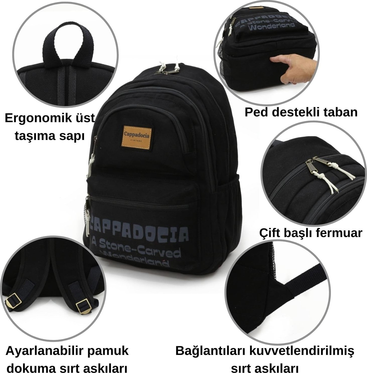 Happy Trend Cappadocia Vintage 4007 Olympos Sırt Okul Seyahat Günlük Spor 15.6 Inç Laptop Notebook Laptop Çantası görsel 4