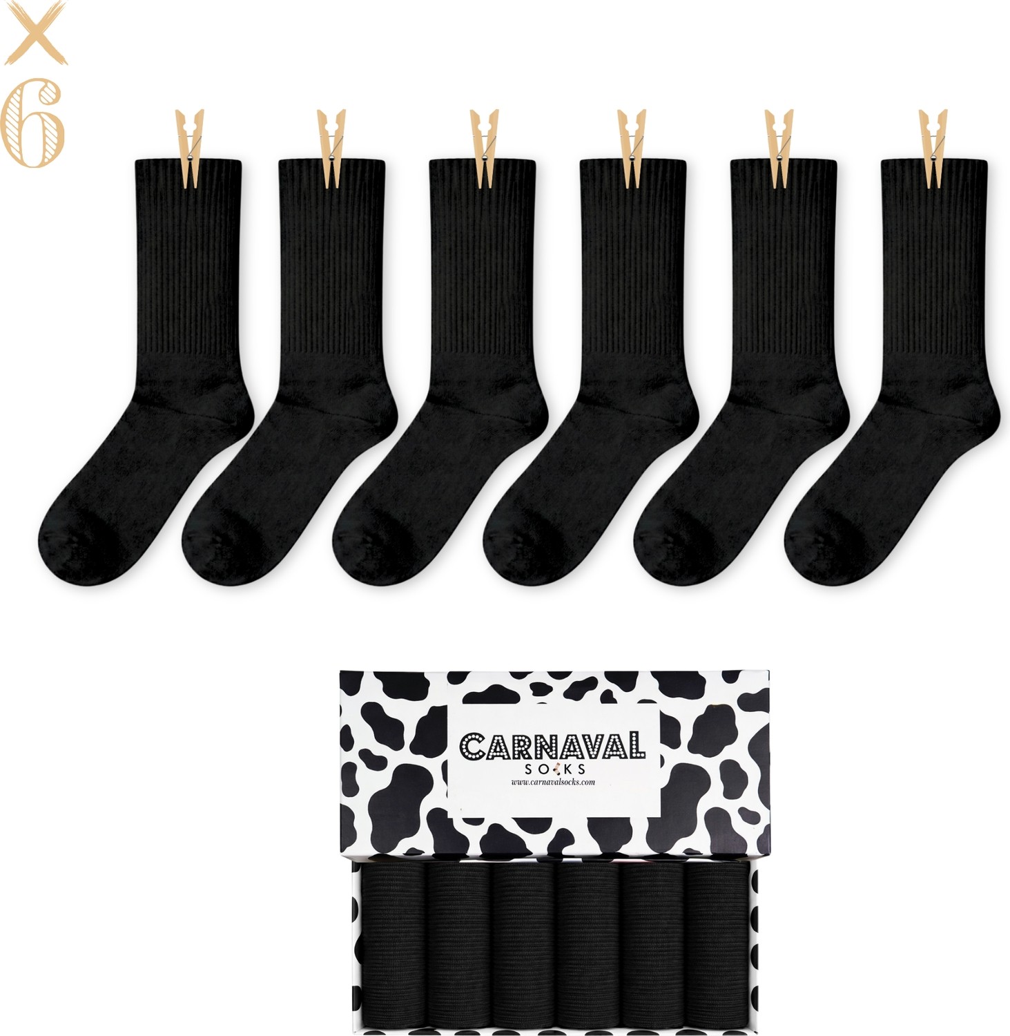 Carnaval Socks 6’lı Siyah Basic Pamuk Unisex Çorap Seti