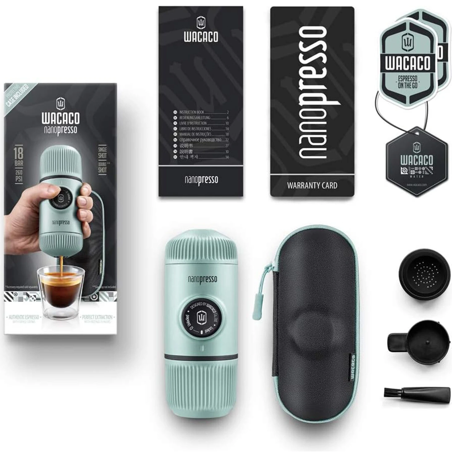 Resim Wacaco Nanopresso Buz Mavisi Taşınabilir Espresso Makinesi 
