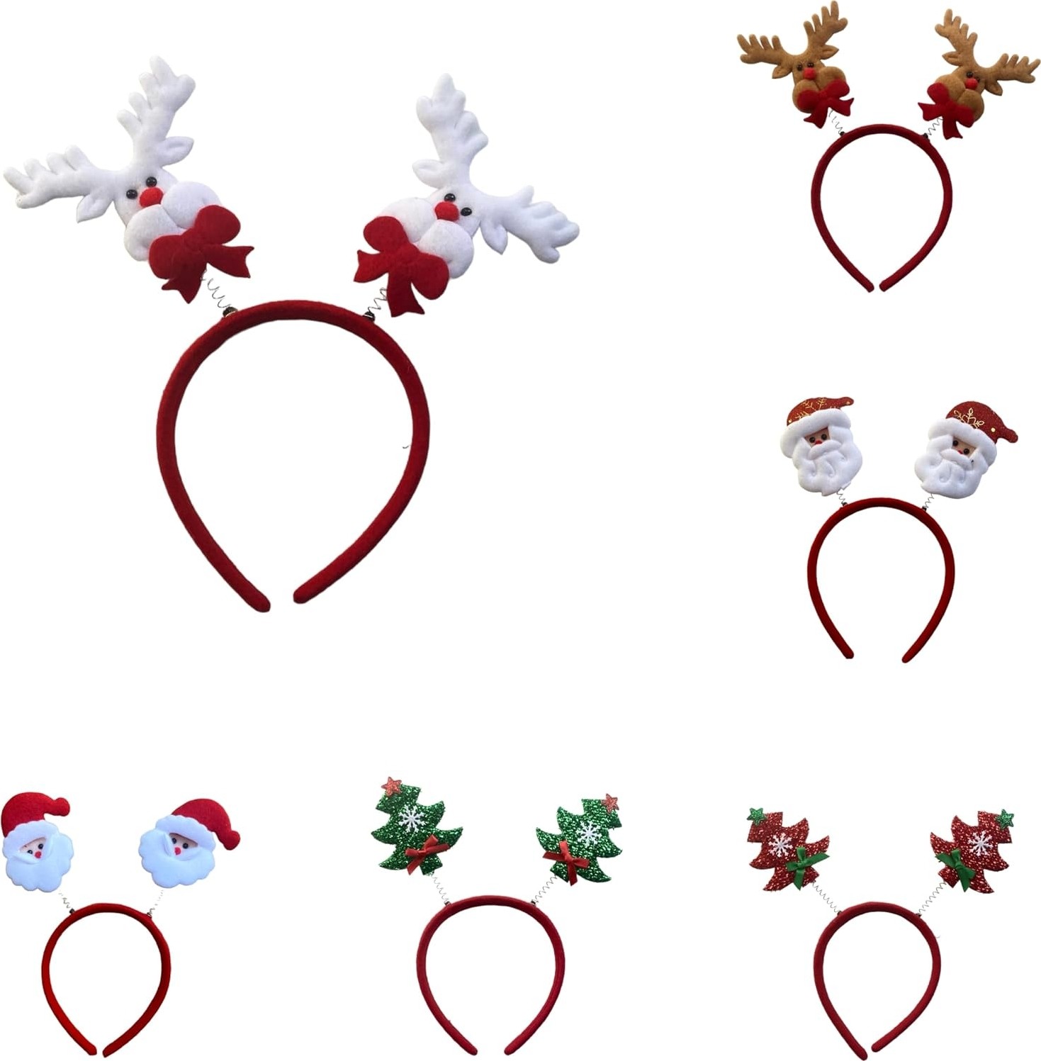 Uravas Store 6 Christmas Headbands With Different Designs Christmas Party Holiday Headbands For Kids Women Men Christmas And Holiday Parties Christmas Party Gifts (One Size Fits All)