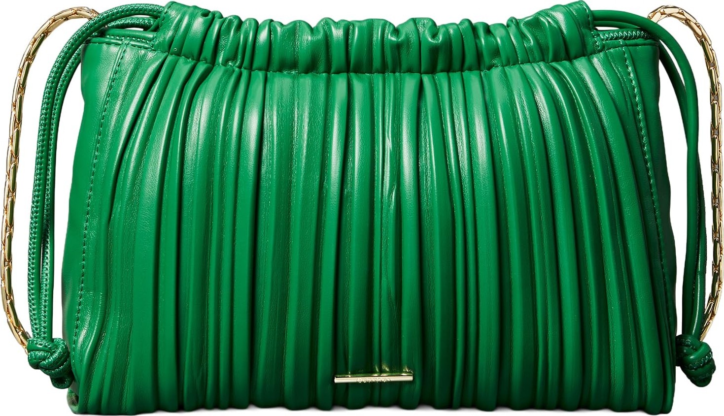 1001 Drawstrıng Plısse Crossbody Kadın Çanta, Yeşil, Tek Beden
