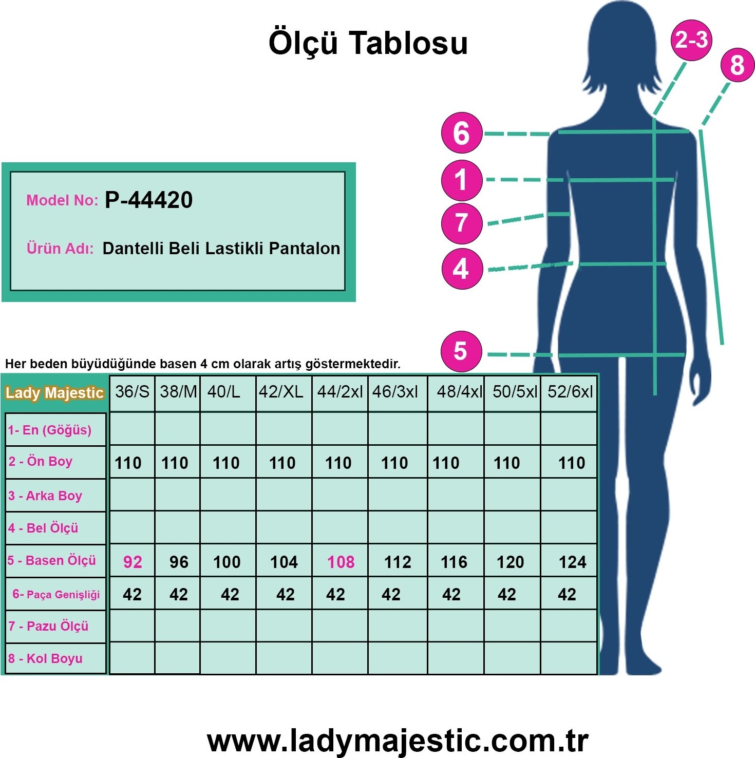 Lady Majestic Dantelli Palazzo Beli Lastikli Astarlı Pantolon Şık ve Rahat Tasarım Büyük Beden görsel 5
