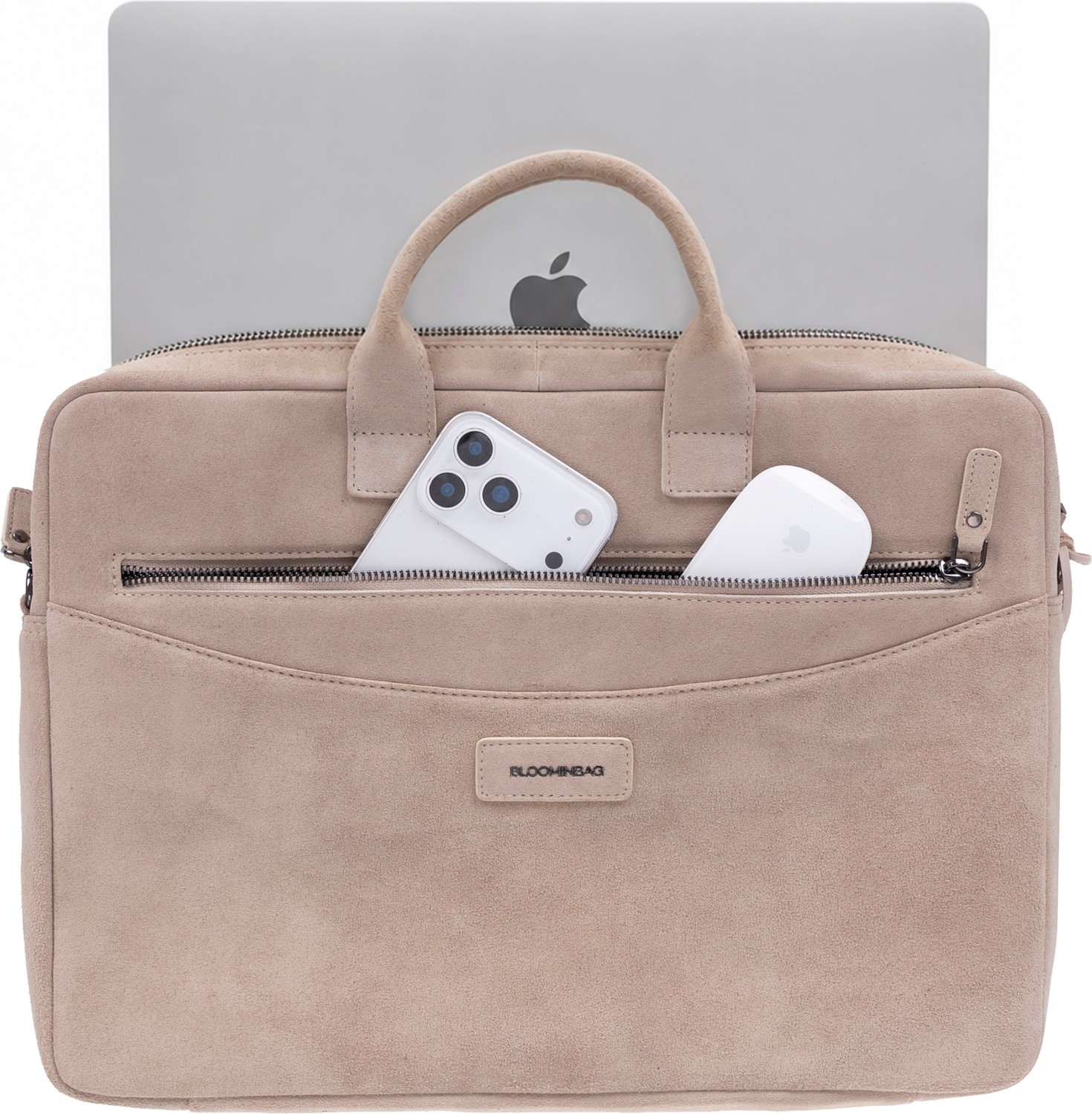BloominBag Mist Still Hakiki Süet Deri 15-16 Inç Macbook/laptop Çantası görsel 3