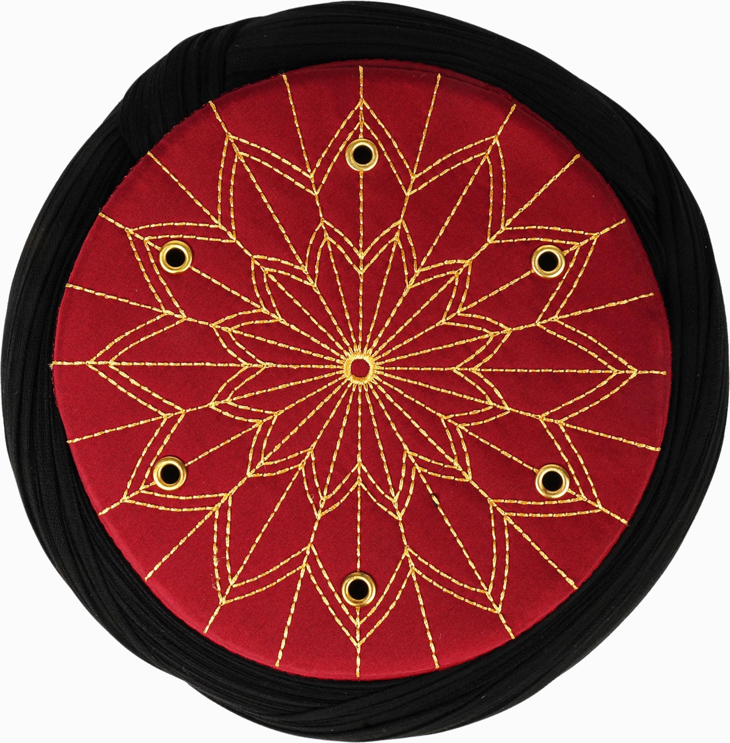 Sarıkhane Çocuk Talebe Sarığı - Siyah Kumaş - Bordo Takke - Çapraz Sarım - Kuş Gözü - 6 Metre görsel 3