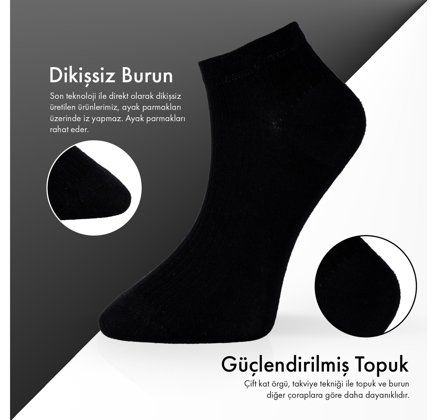 Lion Monroe Saf Bambu 4 Mevsim Erkek Patik Düz Kısa Siyah - Gri - Lacivert Çorap Dikişsiz Premium Hediye Kutulu 7'li Comfort Series L5952AZNP görsel 3