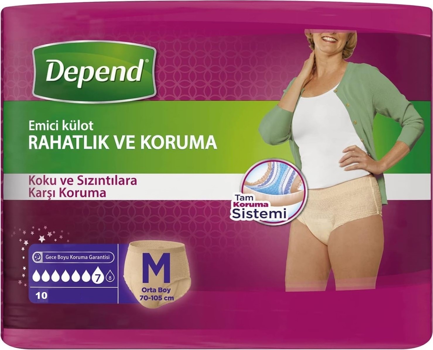 Depend Emici Külot Lohusa Pedi M- Medium - Kadın (10 Lu) + Mesane Pedi Kadın Ekstra (10 Lu) 6 Lı Set görsel 2