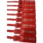 Senkron Seals Senkronseals  Metal Klipsli Plastik Kayış Mühür Kırmızı Sıra Numaralı- 360MM / 100 Adet