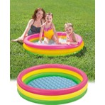 Intex 3 Boğumlu Şişme Havuz 114 x 25 cm Pembe Mavi Yumuşak Tabanlı Çocuklar İçin Eğlenceli