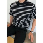 Tarz Cool Erkek  Şeritli Triko T-Shirt
