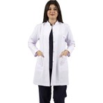 Seza Tekstil Hakim Yaka Orta Boy Beyaz Kadın Doktor Öğretmen Hemşire Laboratuvar Önlüğü