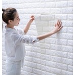 Bien Duvar Kağıtları BienHome 70x77 cm Beyaz 3D Dekoratif Kendinden Yapışkanlı Esnek Duvar Kağıdı Taş Desenli Köpük Panel