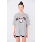 Black Sokak Kadın Gri Alabama Baskılı Tshirt