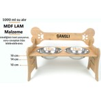 RealWood Özel Isim Baskılı, Ahşap, Kademeli, Çelik Kaseli, Eğimli, Küçük/orta/büyük Irk Köpek Mama - Su Kabı Standı
