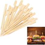 Adin Tasarım Bambu Kürdan 9 cm 100LÜ Hamburger Pasta Kürdanı Süsü Bambu Çöp Şiş Yemek Kürdanı