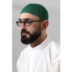 İhvan Yeşil Safir Dantel Detaylı Namaz Takkesi Erkek Standart Beden Yaz Sezonu Özel