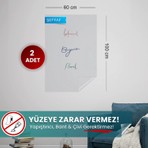 Pi Papers Akıllı Kağıt - 60x100 Cm Şeffaf, 2 Adet Pratik Inovatif, Statik Yapışkansız Tutunan Yazı Tahtası
