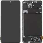 Samsung A71 A715 Uyumlu LCD Dokunmatik Ekran  Revize Çıtalı Siyah