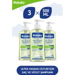 Biobaby Ultra Hassas Saç Ve Vücut Bebek Şampuanı 500 ml Prebiyotik Alman Papatyası - Organik Içerik 3 Lü Set