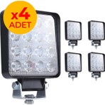 ARW 4 Adet Off Road Beyaz LED Sis Farı Kare Çalışma Lambası 12/24V