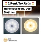 Sge Teknoloji 16 LED 2 RENK 5 MODLU BEYAZ VE GÜN IŞIĞI Hareket Sensörlü type-c şarjlı Led Lamba Koridor Dolap İçi.