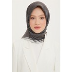 Armine Twill Ipek Eşarp Siyah, Gri 8733-12