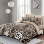 Monohome Leopar ( Lastikli Çarşaflı ) Çift Kişilik Nevresim Takımı Özel Dokuma Pamuk Saten Classical Leopard