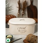Lin Metal Kapaklı Ekmeklik Bread Baskılı Krem Renk Galvaniz Metal ile Şık ve Kullanışlı