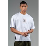 Maraton Oversize Erkek Bisiklet Yaka  Beyaz T-shirt