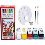Glanart 10 Renkli Guaj Boya Seti 10x20 ml Sentetik Ipek Fırça ve Oval Palet ile Sanat İçin