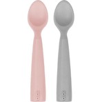 Oioi 2'li Nam Nam Silikon Mama Kaşığı Pink/powder Grey 6 Ay+ İçin Yumuşak ve Hassas Kullanım 1140017