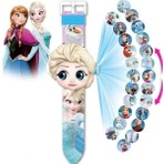 Trust Store Elsa Frozen Projeksiyonlu Saat 24 Farklı Karakteri Duvara Yansıtır Eğlenceli Tasarım Kız Çocuklar İçin